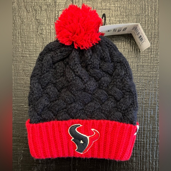 Womens Houston Texans Pompom Beanie NWT NFL Red OS - Picture 9 of 9